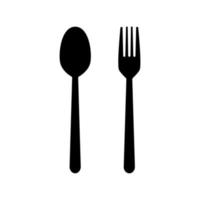 Spoon and fork vector silhouette icon