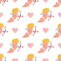 Seamless pattern with cupid. Festive pattern. Suitable for postcards, backgrounds, books and posters. Vector illustration.