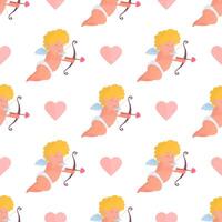 Seamless pattern with cupid. Festive pattern. Suitable for postcards, backgrounds, books and posters. Vector illustration.