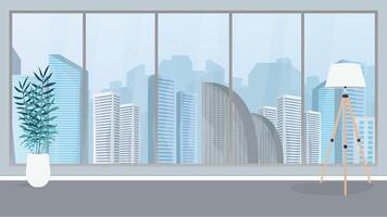 Empty office with a large panoramic window. Good for business design. Vector. vector