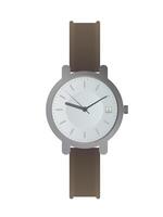 Wristwatch with a white dial and a brown strap. Wristwatch in a flat style. Isolated. Vector. vector