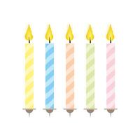 Set of festive candles in a flat style. Candles for cake isolated on white background. vector. vector