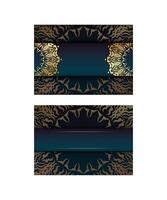 Two business cards with gold and blue designs vector