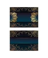 Greeting card template with gradient blue color with Indian gold pattern for your congratulations. vector