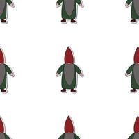 A seamless pattern with a gnome in a red hat vector