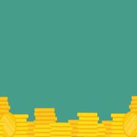 Green background with gold coins. Place for your text. Vector. vector