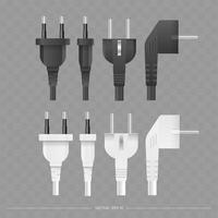 Set of Plugs for sockets in 3D. The plug for the outlet is insulated. Realistic vector. vector