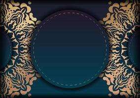 A blue and gold background with an ornate pattern vector