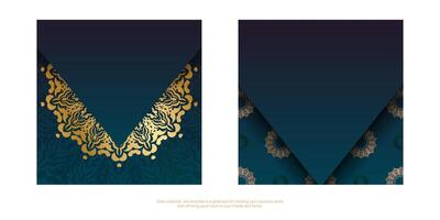 Two banners with gold and blue patterns vector