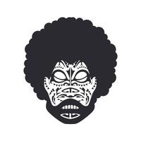 Polynesian pattern in the form of a mask on the face. Ancient mask of the tribes of May in a flat style. . vector