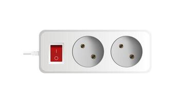 White extension cord with three outlets. Portable power socket. Realistic style Vector. vector