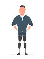 A man with prosthetic legs. A man with no legs. Isolated, . vector