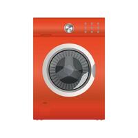 Red washing machine isolated on a white background. Realistic vector washing machine.