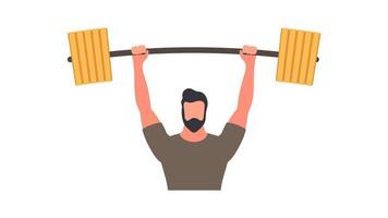 Spotsman with a barbell. A man lifts a barbell. The concept of sport and healthy lifestyle. Isolated. Vector. vector