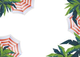 Frame from palm trees and sun umbrellas top view. Vector. vector