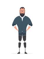 A man with prosthetic legs. A man with no legs. Isolated, . vector