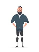 A man with prosthetic legs. A man with no legs. Isolated, vector. vector