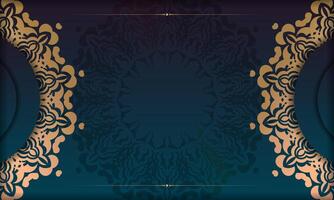 A blue and gold background with an ornate design vector