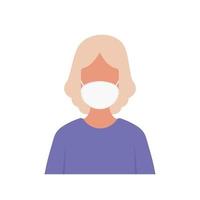 Woman wearing protective medical masks. Wearing facial mask vector illustration in flat design. Vector.