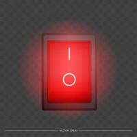 A red light switch on a dark background vector