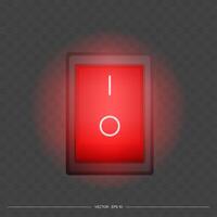 Red on and off button. The red power button lights up. Isolated. Vector. vector