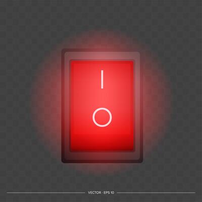 A red light switch on a dark background