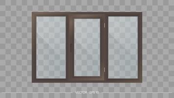 An open window with a glass door on a checkered background vector