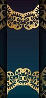 Golden lace pattern on dark blue background vector
