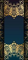 Greeting card template with blue color gradient with Indian gold pattern for your brand. vector