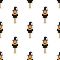 Seamless background with a witch. Suitable for postcards, wrapping paper, books and posters. Halloween theme. Vector. vector