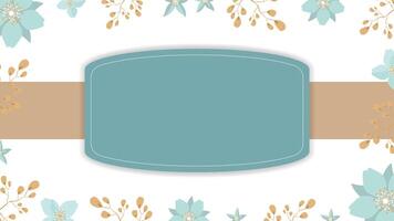 A blue floral frame with a brown ribbon vector