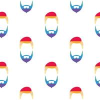 A seamless pattern with colorful beards and hats vector