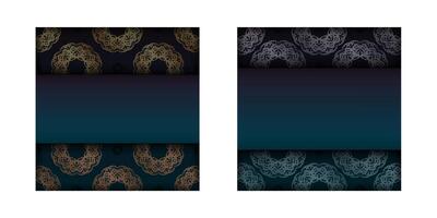 Brochure template with gradient blue color with Indian gold pattern is ready for printing. vector