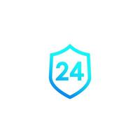 24 hour protection icon vector