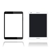 tablet over white, screen with thin frame, black and silver color vector