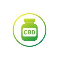 icono de botella de aceite de cbd en círculo vector