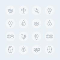 Currency, forex trading, monetary policy thin line icons, vector illustration