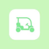 Golf cart, golf car, green icon on white, vector illustration
