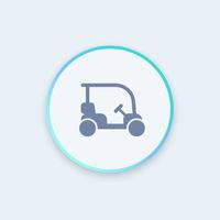 Golf cart, golf car round stylish icon, vector illustration