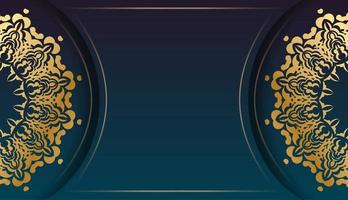 Blue gradient banner with Greek gold ornaments and space for your logo or text vector