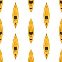 Seamless pattern with yellow kayaks. Suitable for postcards, backgrounds, books and posters. Vector