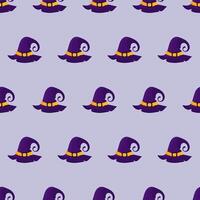 A pattern with purple and yellow witches hats vector