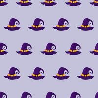 Halloween seamless pattern with witch hat. Endless background. Vector. vector