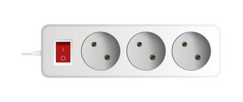 White extension cord with three outlets. Portable power socket. Realistic style Vector. vector