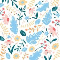 Decorative Spring Pattern with Flowers and Leaves vector