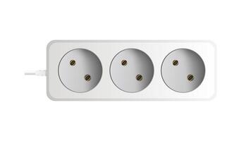 White extension cord with three outlets. Portable power socket. Realistic style Vector. vector