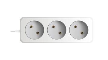 White extension cord with three outlets. Portable power socket. Realistic style Vector. vector