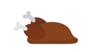 Carcass of fried meat. Roasted chicken or turkey icon. Flat style. Isolated. Vector. vector