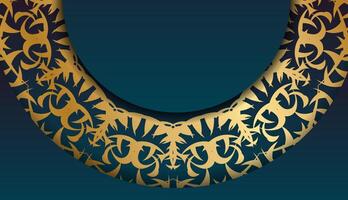 Blue gradient banner with abstract gold pattern for design under your logo vector