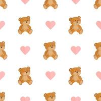 Seamless pattern with teddy bear and hearts. Festive pattern. Suitable for postcards, backgrounds, books and posters. illustration. vector